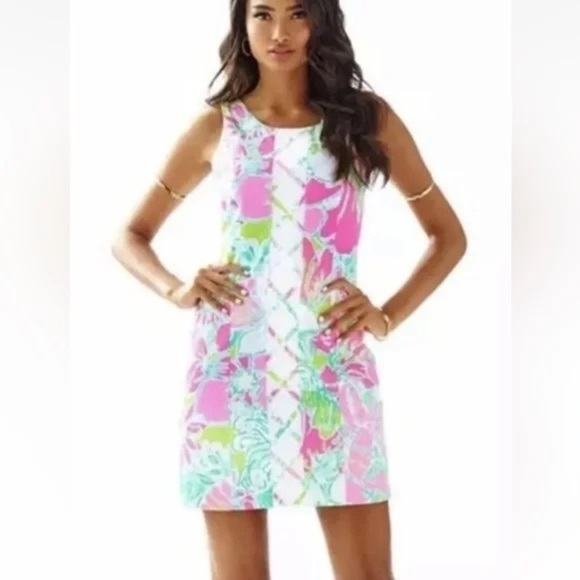 Lilly Pulitzer Cathy Flamingo Pink Don't Give a Cluck Print‎ Shift Dress. - Picture 13 of 14